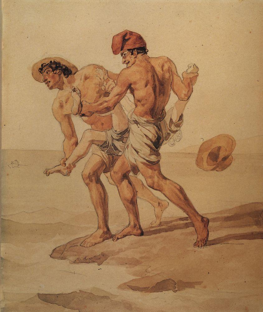 Карл Брюллов. Насильное купание. 1851-1852
