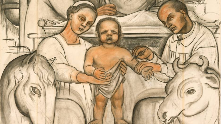 Диего Ривера. Вакцинация, эскиз к фреске. 1932