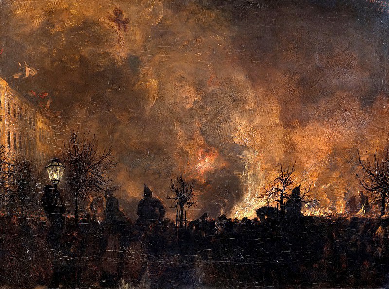 Адольф фон Менцель. Факельное шествие студентов на Асканишенплац. 1858