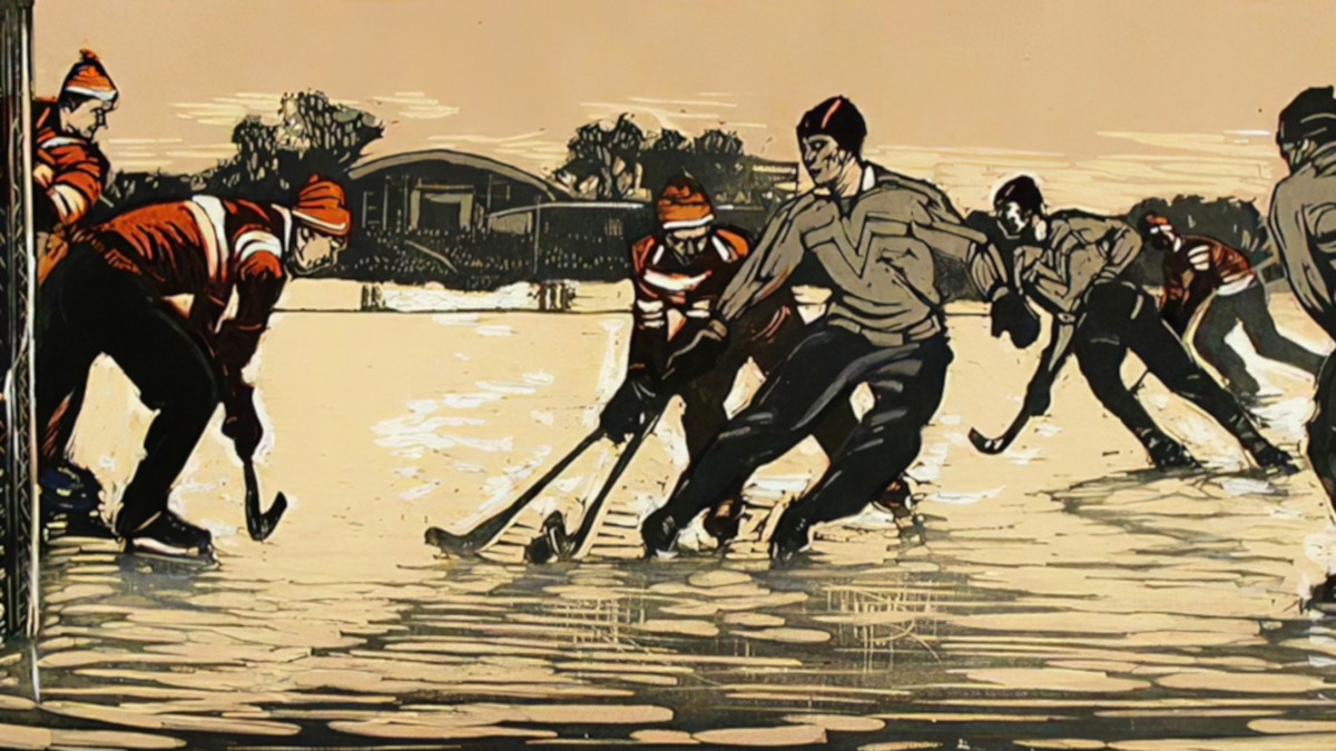 Ройтер Мендель. Хоккей с мячом(фрагмент). 1960