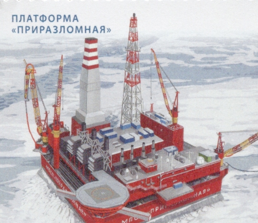 Российская платформа «Приразломная» на шельфе Печорского моря (юго-восток Баренцева моря)