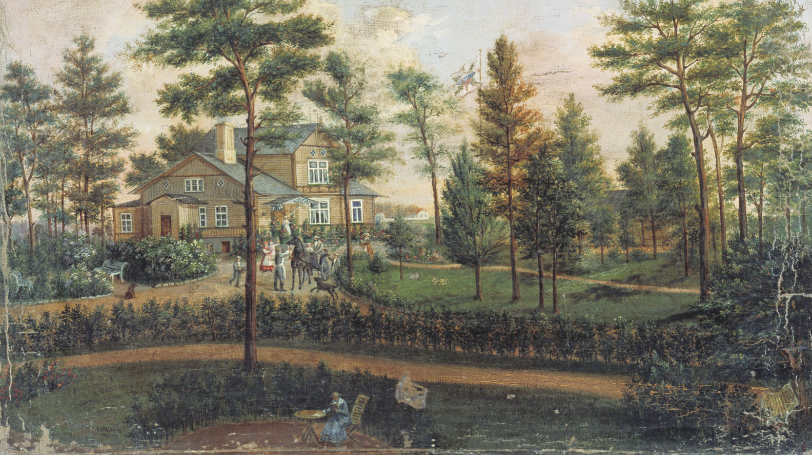 Степан Галактионов. Дача в парке (фрагмент). 1852 год.