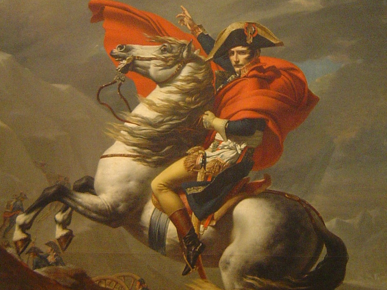 Давид Монис. Наполеон пересекает Альпы (фрагмент). XIX в.