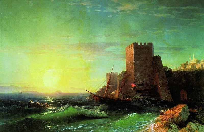 И. Айвазовский. Башни на скале у Босфора. 1859