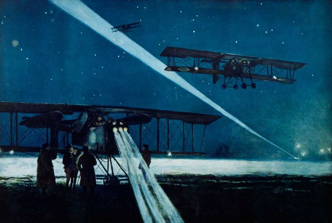 Франсуа Фламенг. Возвращение с ночного вылета бомбардировщиков «Вуазен». 1918