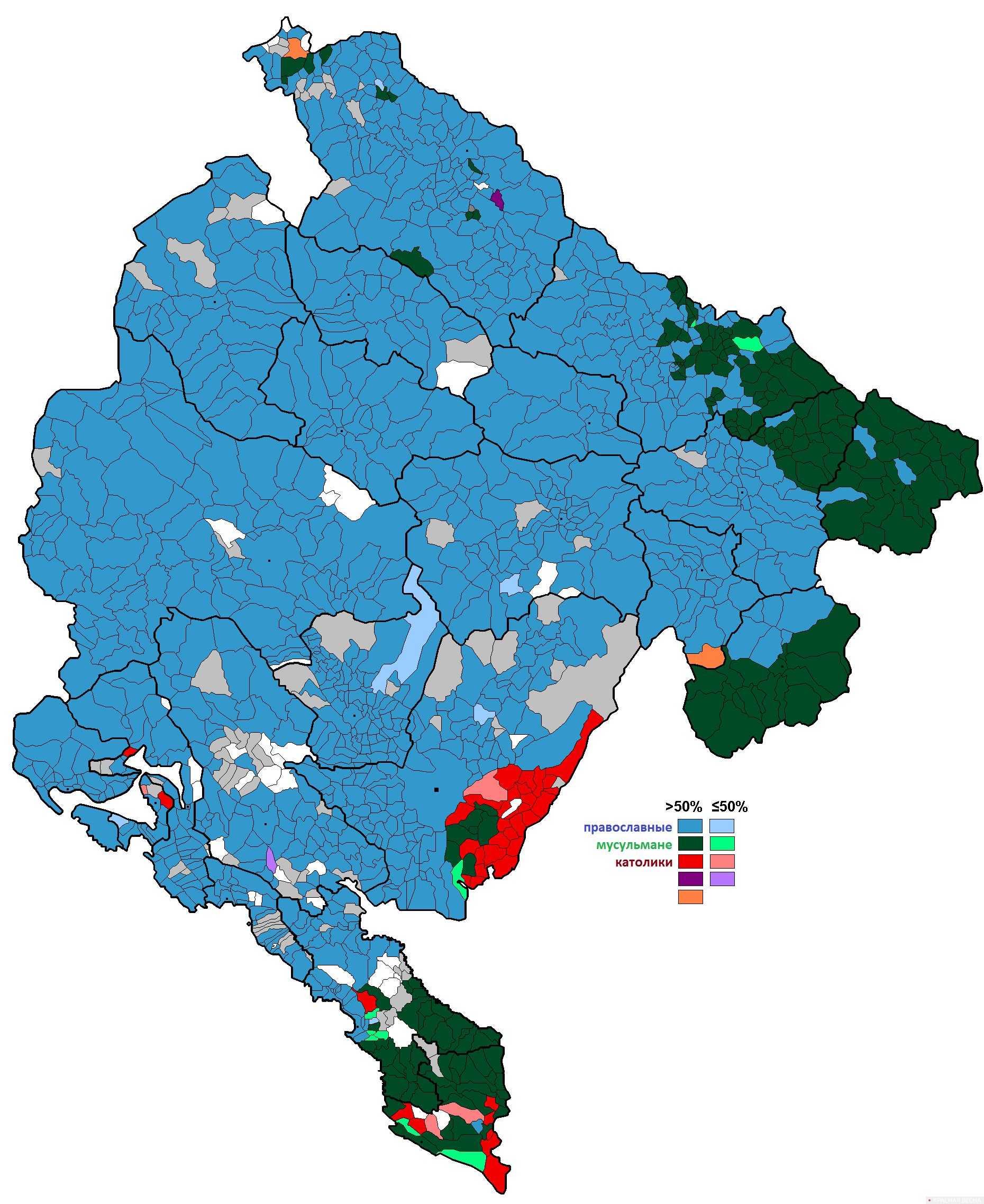 Черногория. Религиозный состав. 2011
