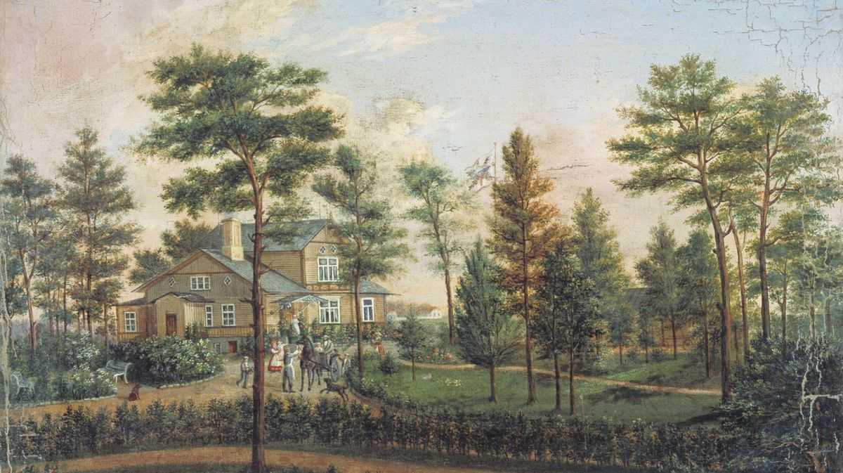 Галактионов Степан. Дача в парке (фрагмент). 1852