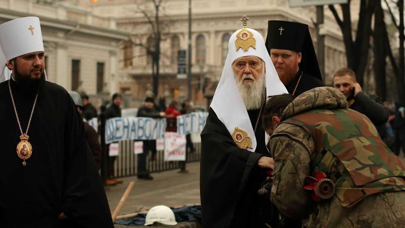 Патриарх УПЦ Филарет на Майдане, 2014 год