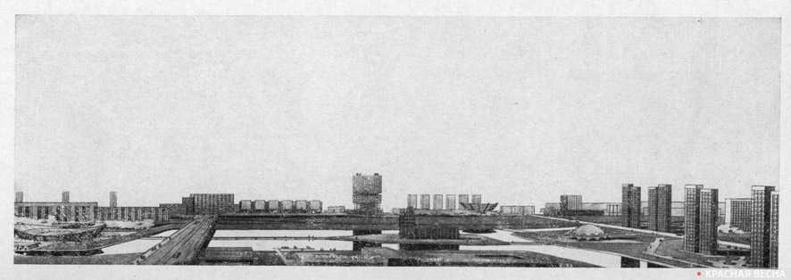 Проектная панорама города с Домом Советов. 1968