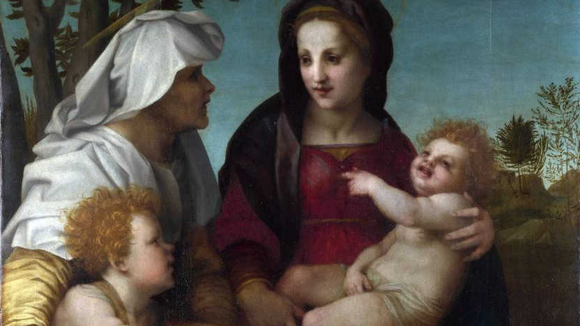 Андреа дель Сарто. Мадонна с младенцем и Иоанном Крестителем (фрагмент). Начало XVI века