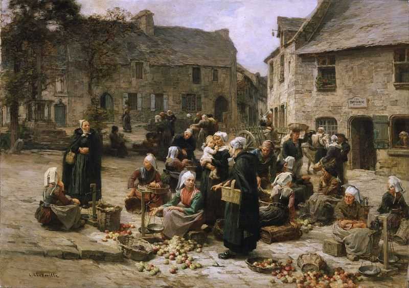 Леон Огюстен Лермитт. Яблочный рынок в Ландерно, Бретань. Около 1878