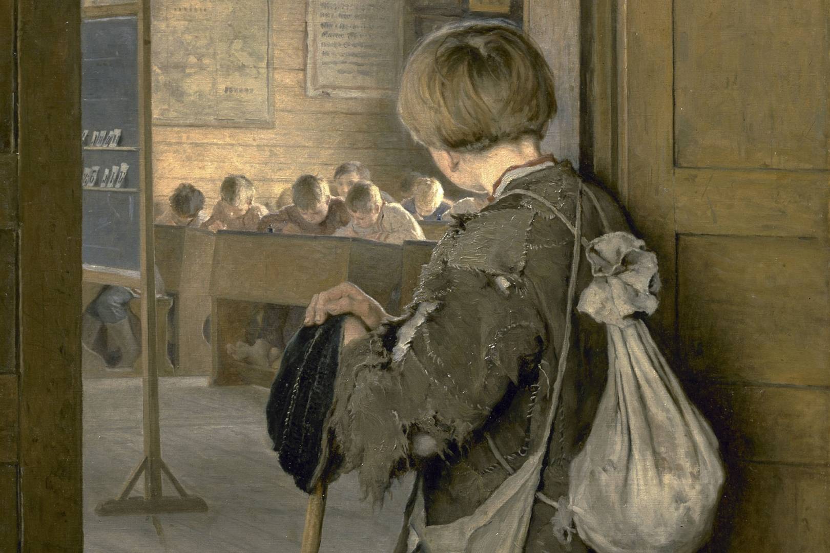 Николай Богданов-Бельский. У дверей школы (фрагмент). 1897