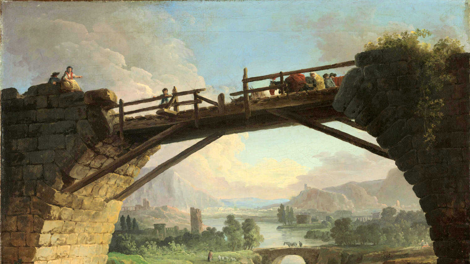 Юбер Робер. Разрушенный мост. 1767