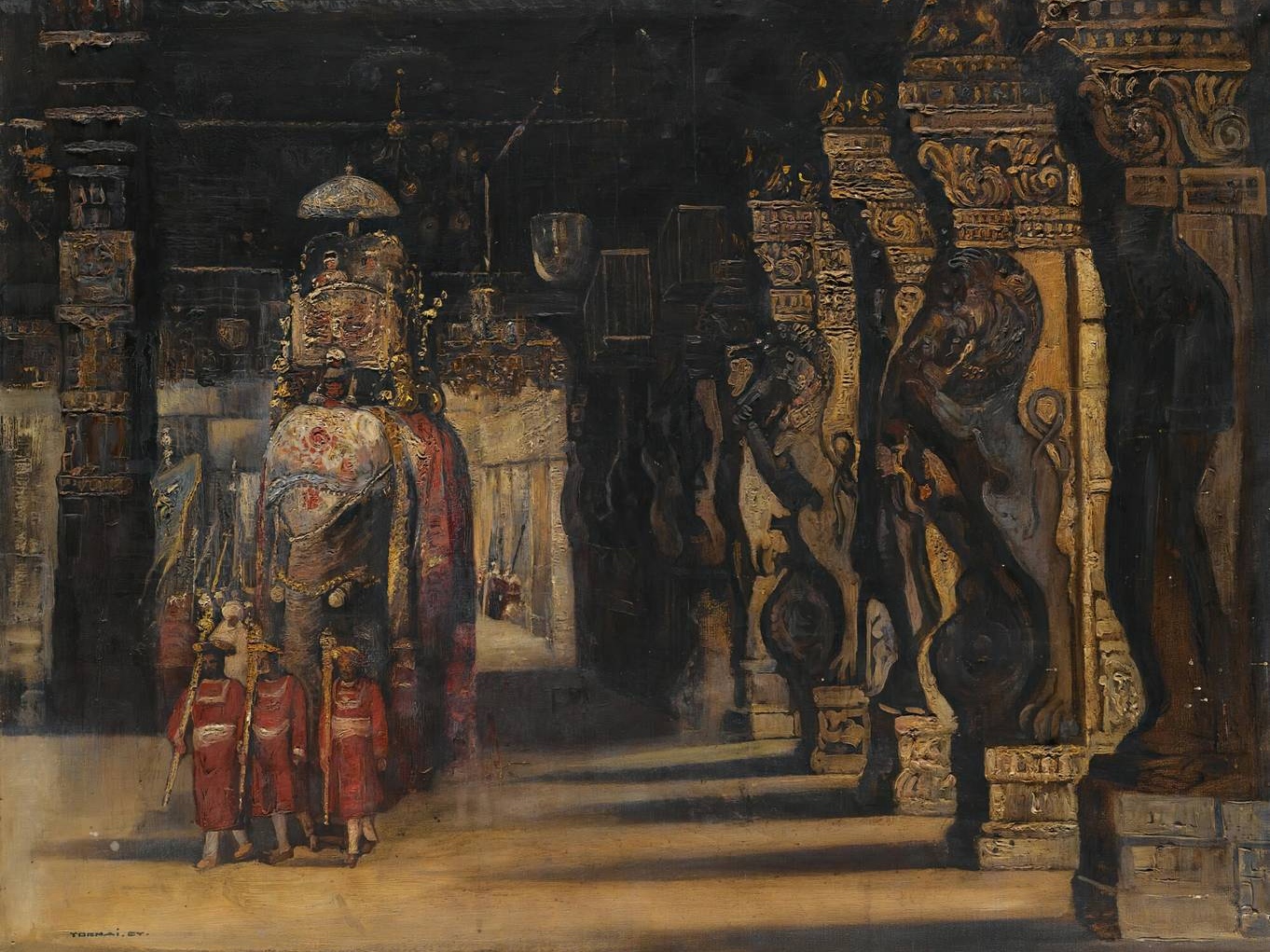 Дьюла Торнай. Индийская процессия со слоном (фрагмент)