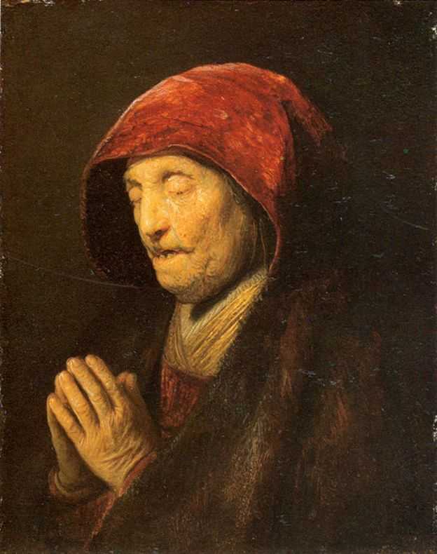Рембрандт Харменс ван Рейн. Старая женщина в молитве. 1629-1630