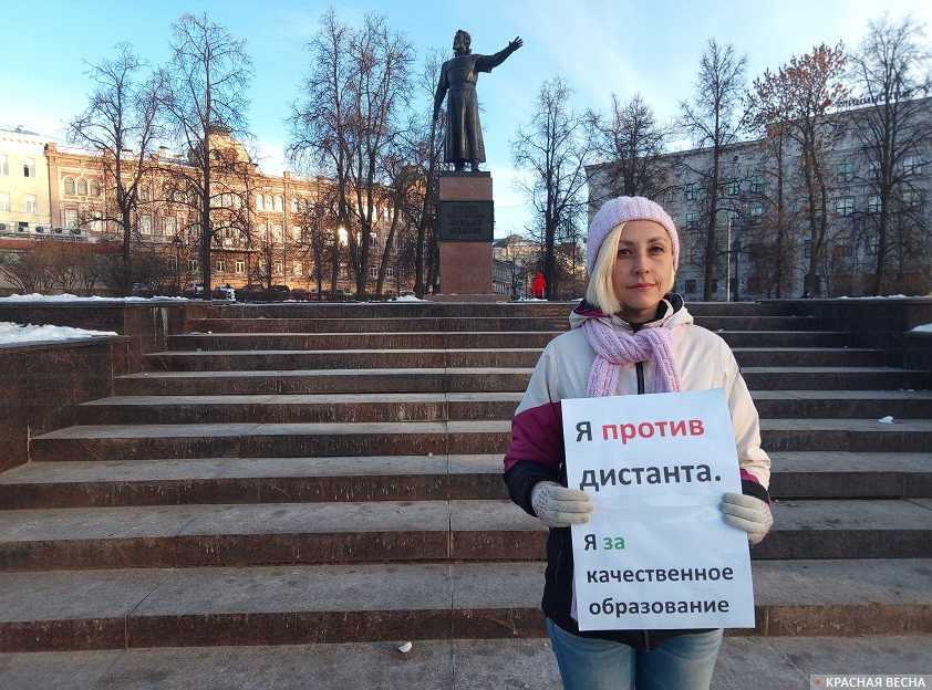Пикет против дистанционного обучения в Нижнем Новгороде