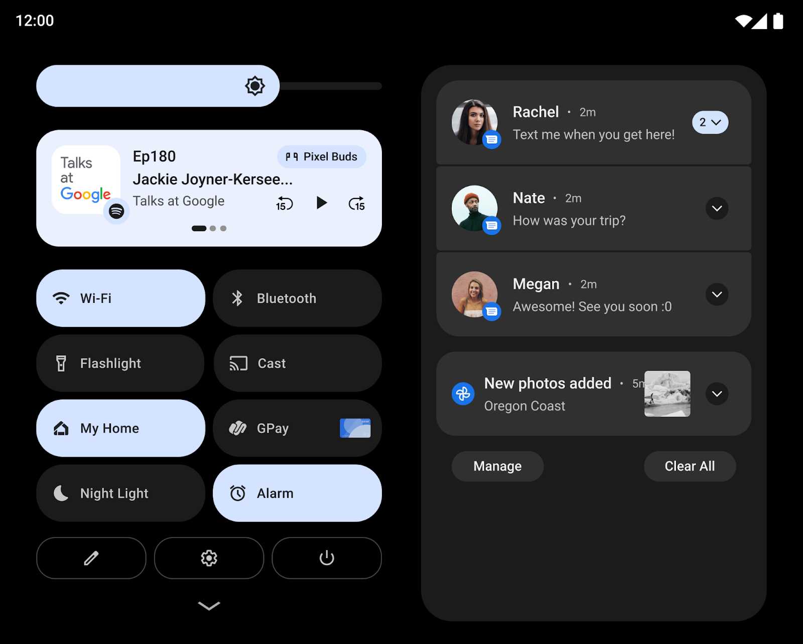 Android 12L. Large screen layouts display more content in a two-column layout