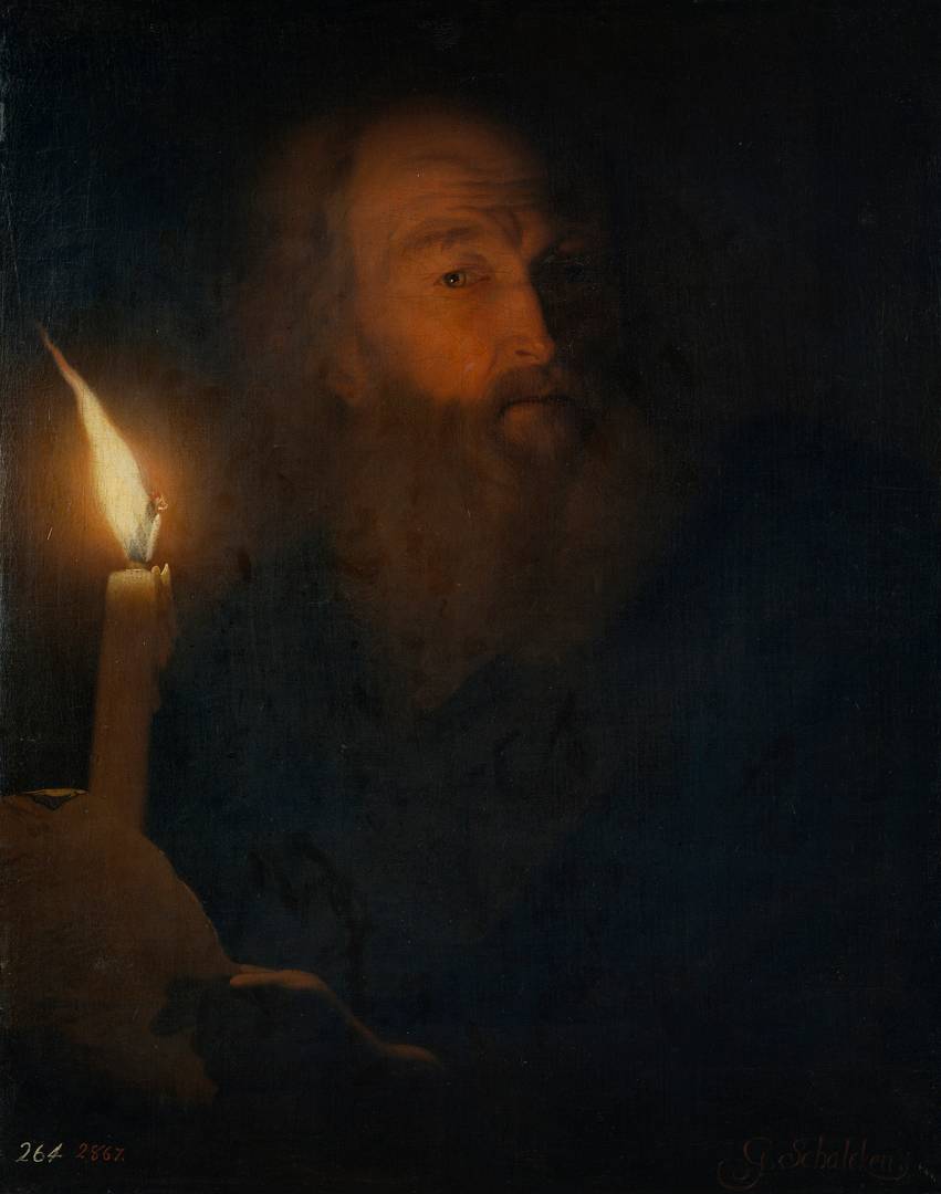 Годфрид Схалкен. Старик читает при свете свечи. Около 1700