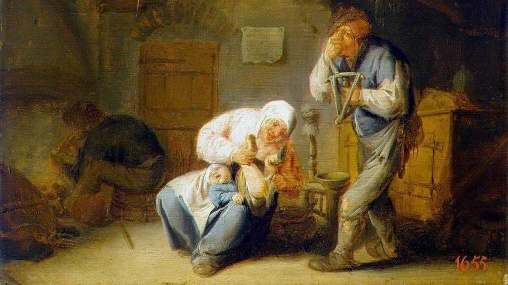 Адриан Янс ван Остаде. Обоняние. Серия «Пять чувств», 1655