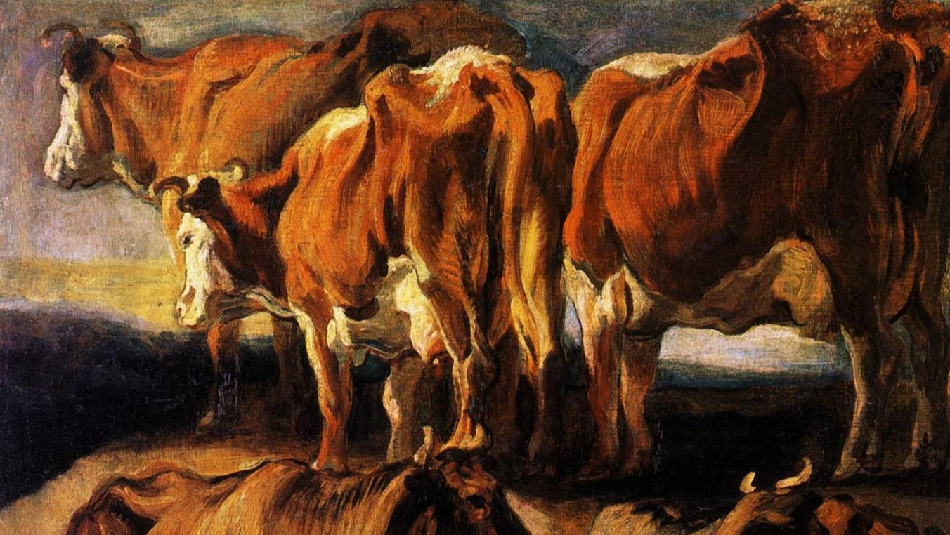 Йорданс Якоб. Изображение коровы на холсте (фрагмент). 1924 год