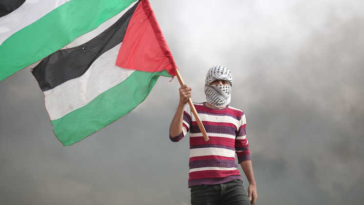 Неизвестный с флагом Палестины