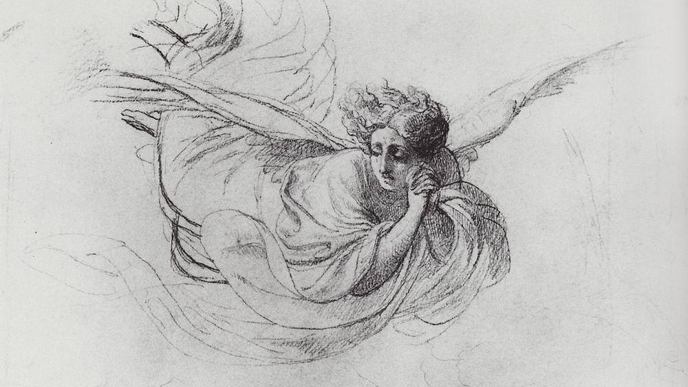 Карл Брюллов. Летящий ангел, оплакивающий жертвы инквизиции (фрагмент). 1849-1850