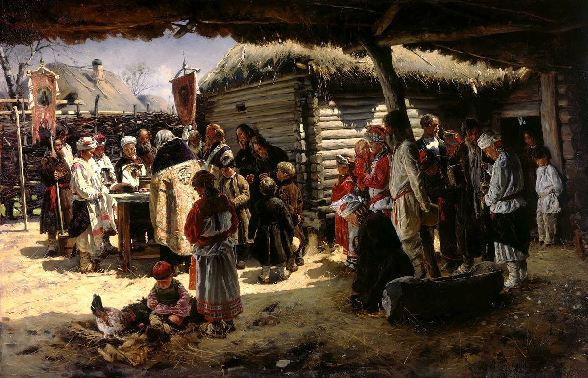 Владимир Маковский. Молебен на Пасхе. 1888