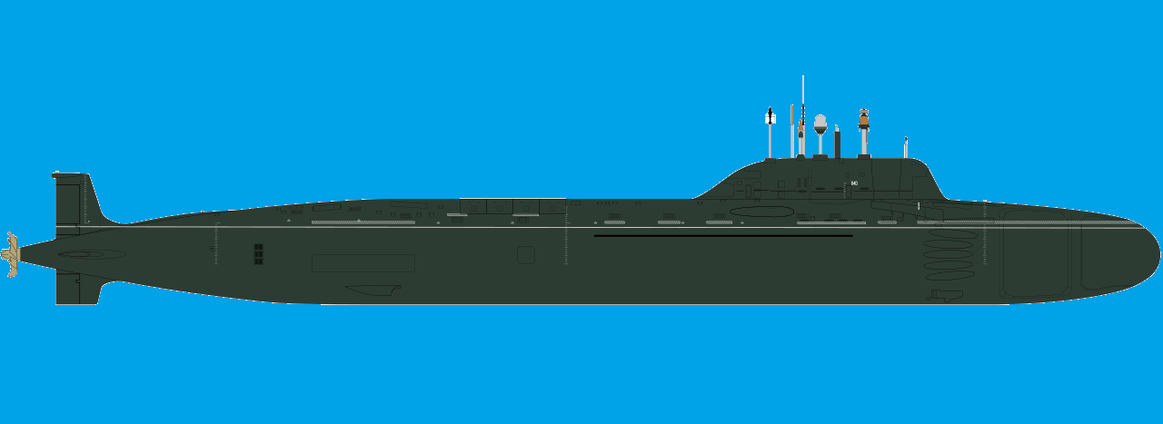 Силуэт российской подводной лодки проекта 885 Ясень