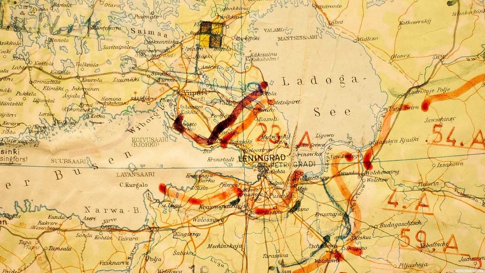 Ленинград на немецкой карте