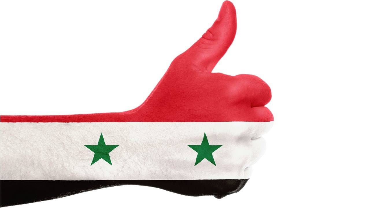Рука с флагом Сирии