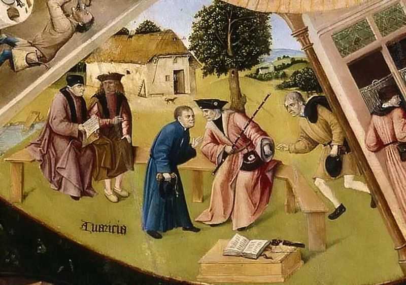 Иероним Босх. Сребролюбие (фрагмент композиции «Семь смертных грехов»). 1475-1480