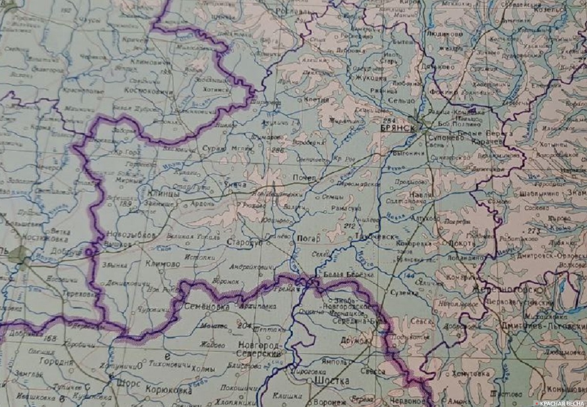 Брянская область на карте