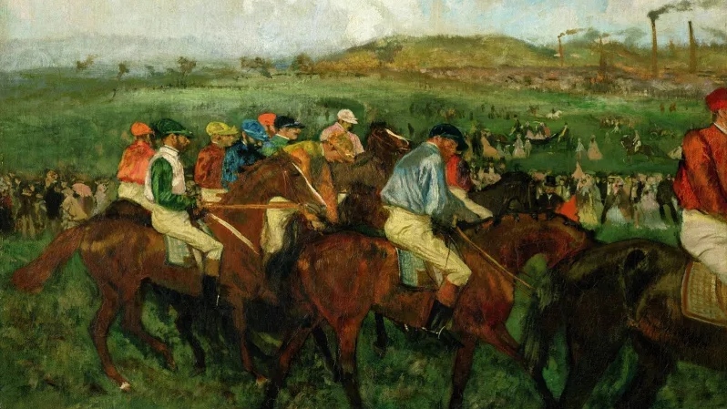 Эдгар Дега. Джентльмены на скачках (фрагмент) 1862