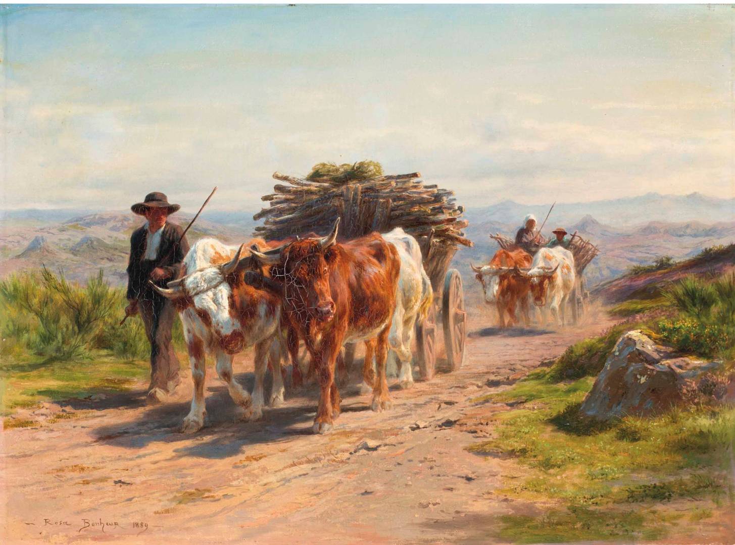 Роза Бонёр. Повозки, запряженные быками, в Оверни. 1889