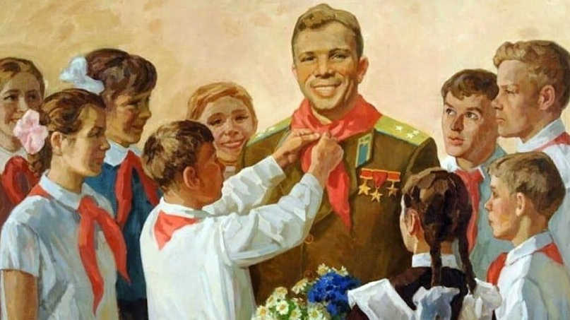 Геннадий Дарьин. «Гагарин в гостях у пионеров». 1965