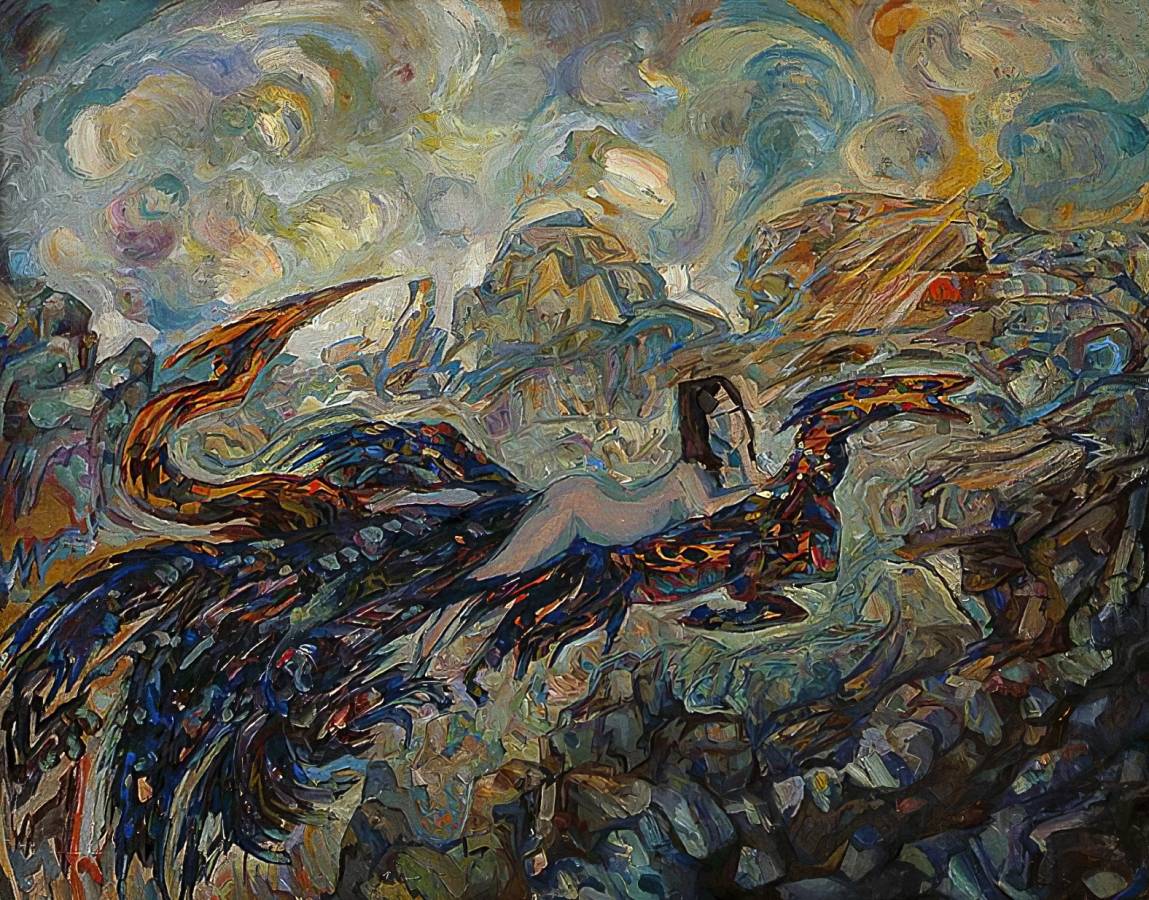 Василий Милиоти. Женщина на драконе. 1920