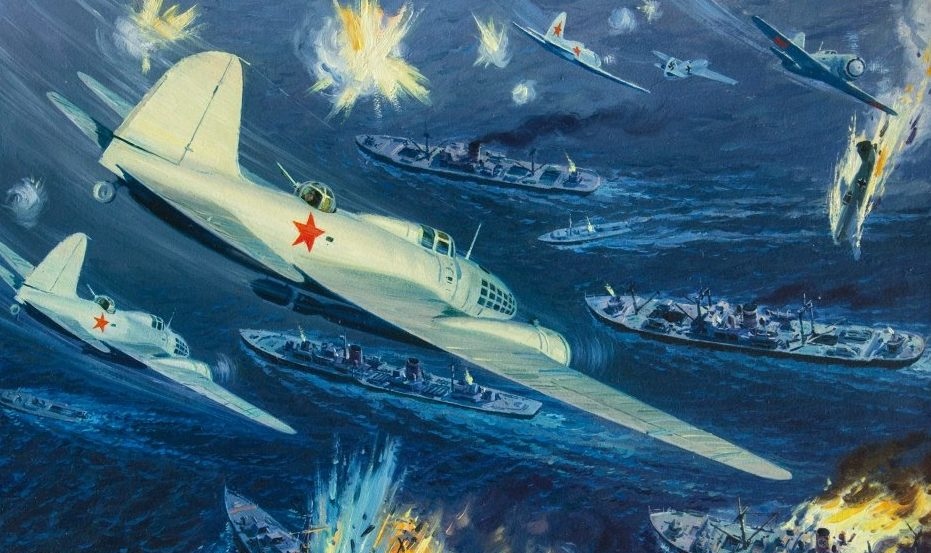 Пётр Мальцев. Воздушный бой над морем (фрагмемнт). 1944