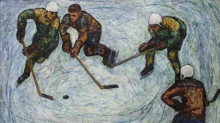 Олег Шелков. Хоккеисты (фрагмент). 1967