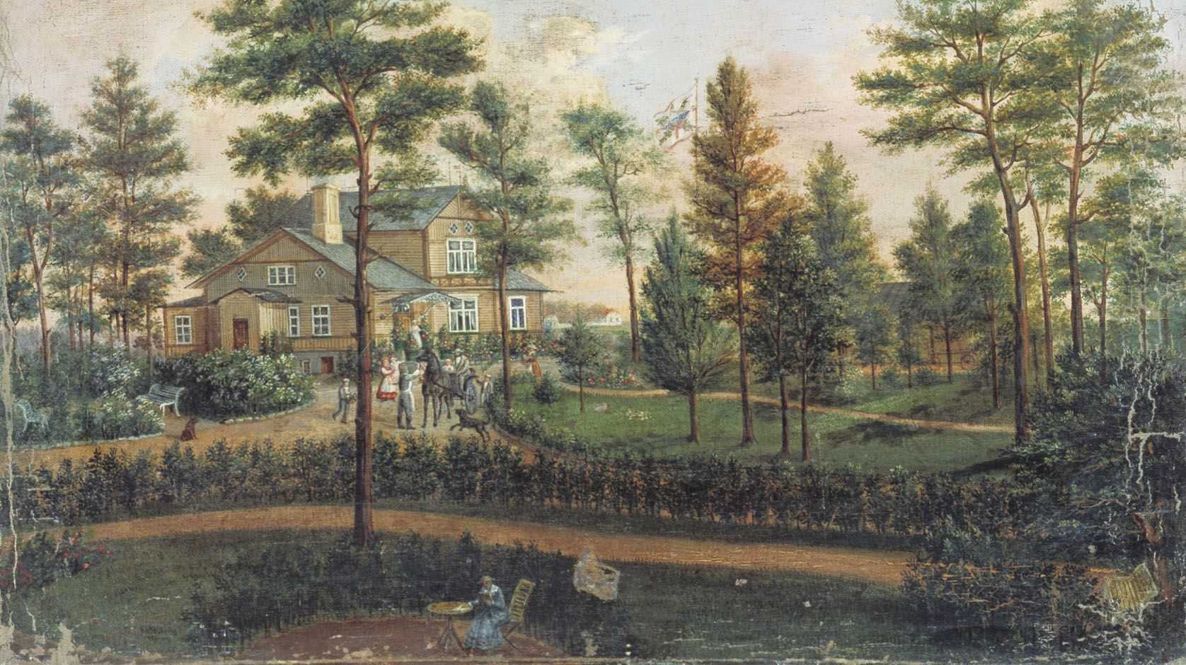 Галактионов Степан. Дача в парке (фрагмент). 1852