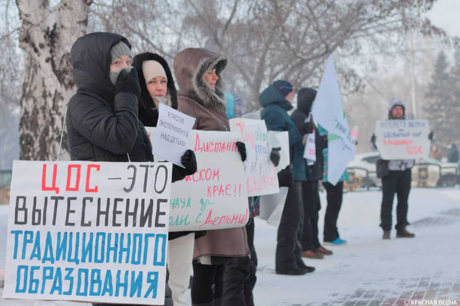 Пикет против ЦОС и дистанта в Барнауле 