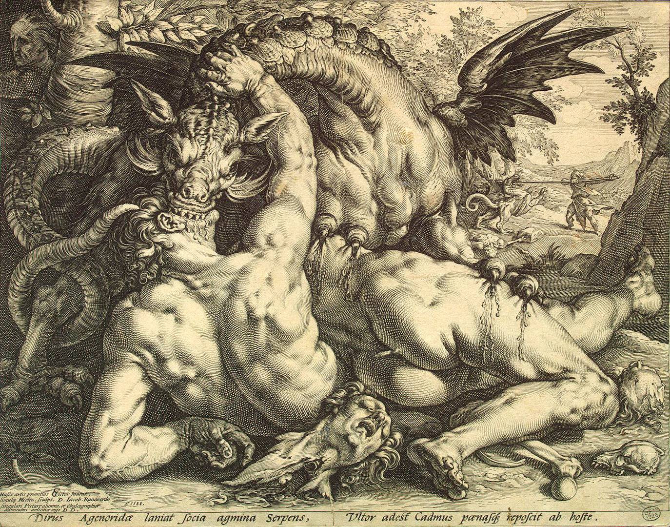 Хендрик Гольциус. Дракон пожирает спутники Кадма. XVI век