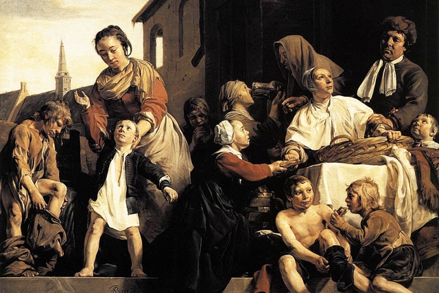 Ян де Брай. Забота о сиротах. 1663