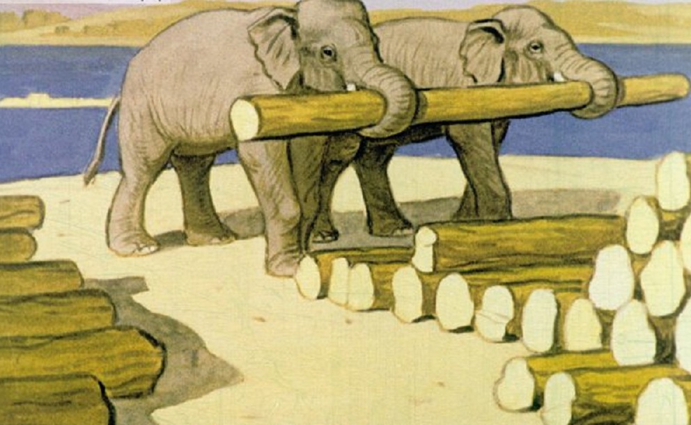 В. Рогачев. Иллюстрация к рассказу Б. Житкова «Про слона». 1976