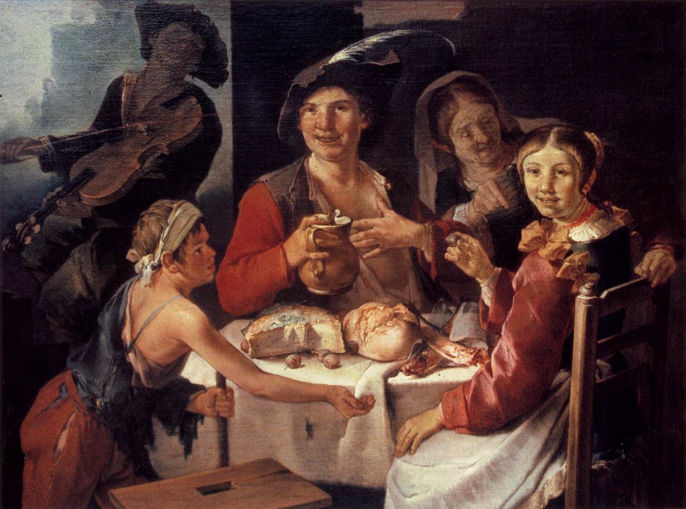 Джакомо Франческо Чиппер. Трапезничающие крестьяне и нищий мальчик. 1720-1725