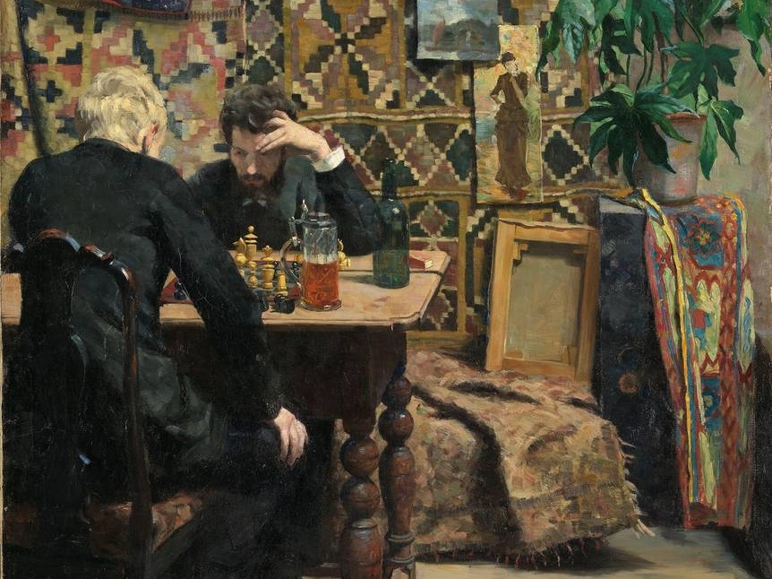 Густав Венцель. Игроки в шахматы (фрагмент). 1886