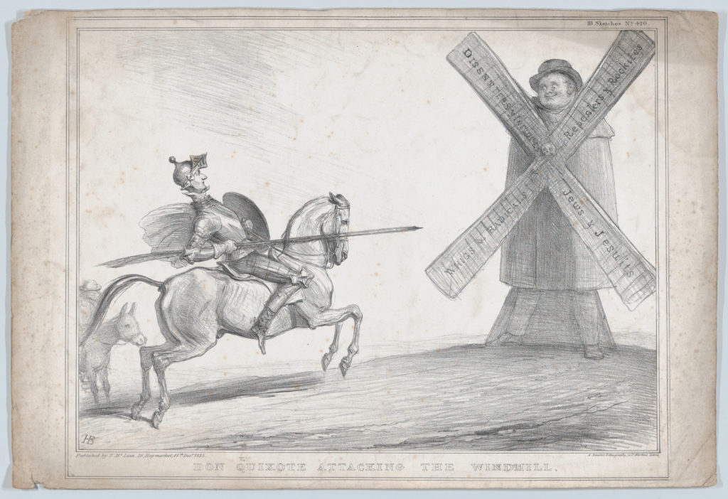 Джон Дойл. Дон Кихот воюет с мельницей. 1835 год.