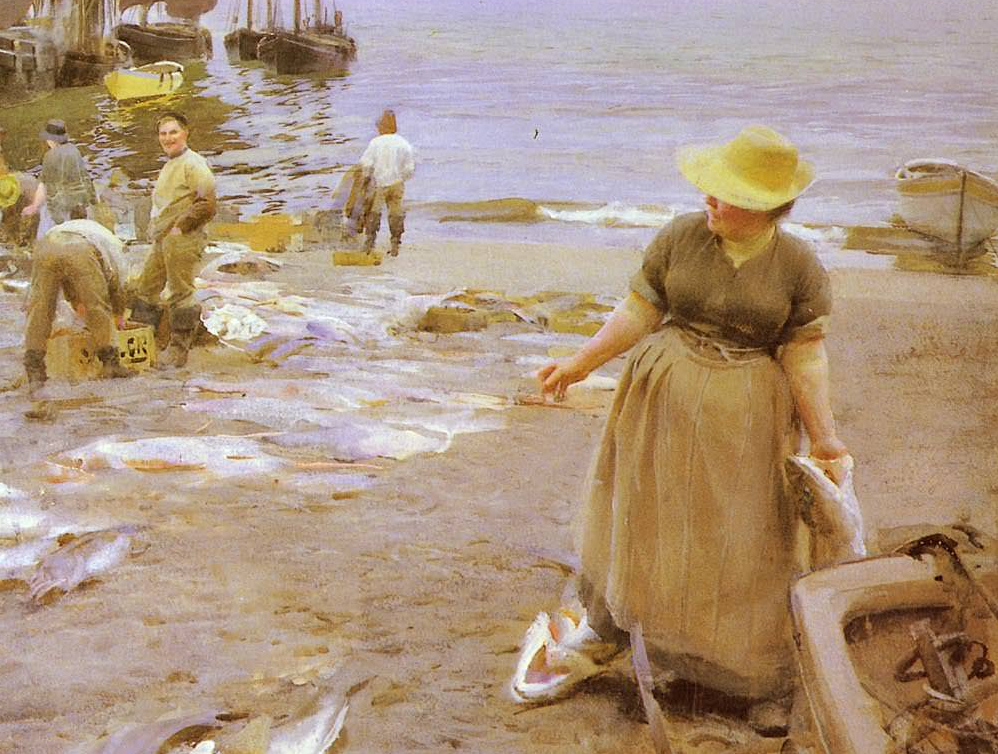 Андерс Цорн. Рыбный рынок в Сент-Иве. Фрагмент. 1888