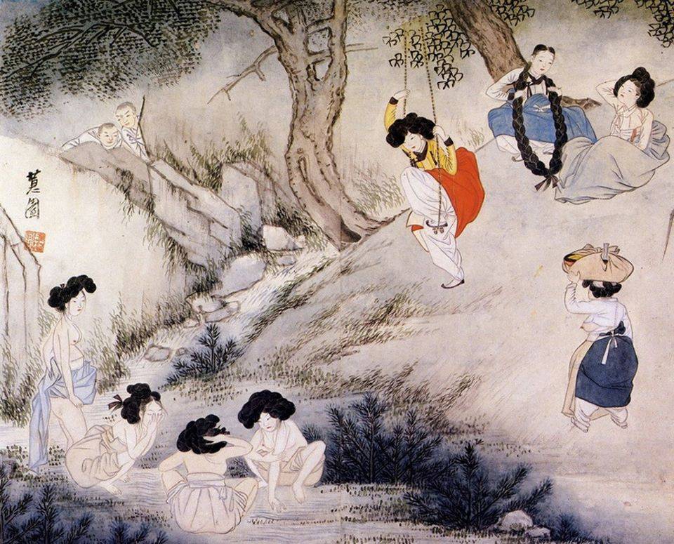 Син Юнбок. Развлечение у воды в день праздника Тано. Конец 18 - начало 19 века