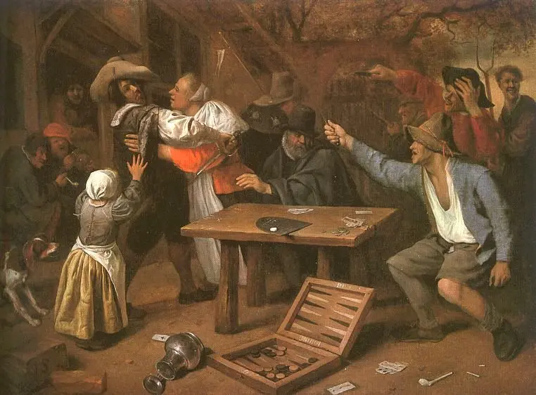 Ян Стен. Ссора игроков в карты. 1665