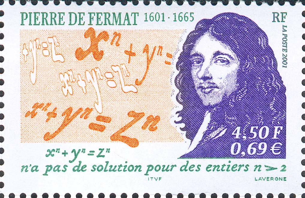 Французская почтовая марка, посвященная теореме Ферма